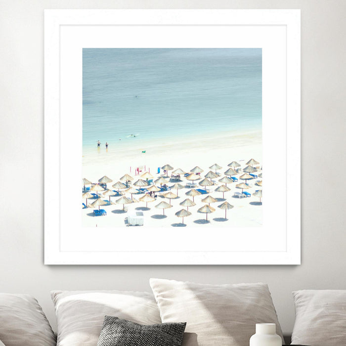 \"Sesimbra I\" Matted and Framed White 36x36 Wall Art