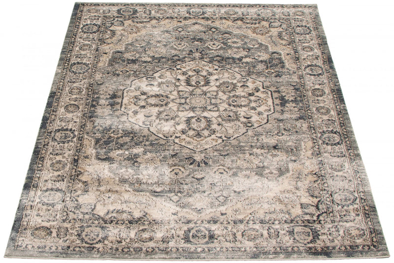 Octavian Tabriz Blue-Ivory Area Rug - 6'7\" x 9'6\"