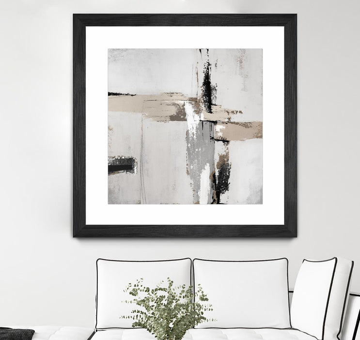 \"Off Edge Ii\" Matted and Framed Black 30x30 Wall Art