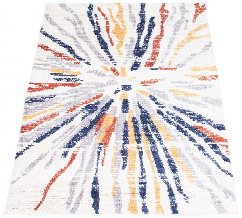 Paloma Sunburst Navy, White Area Rug - 8'0\" x 10'0\"