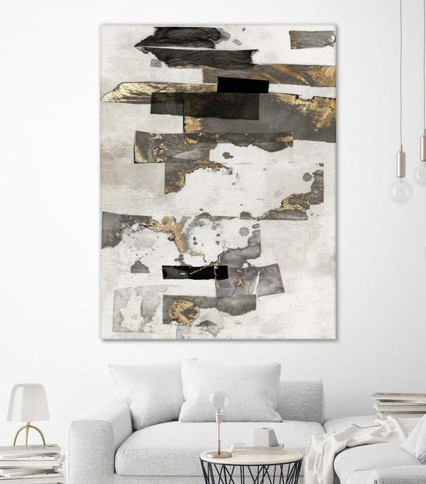 \"Gold And Black Ink I\" Giant Art 72x54 Wall Art