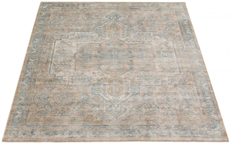 Baina Heriz Beige-Grey Area Rug - 5'3\" x 6'7\"