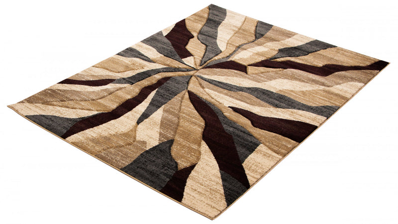 Mayoree Brown, Beige & Black Area Rug - 6'7\" X 9'6\" 