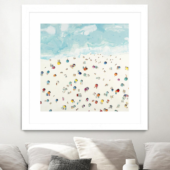 \"Beach Days\" Matted and Framed White 36x36 Wall Art