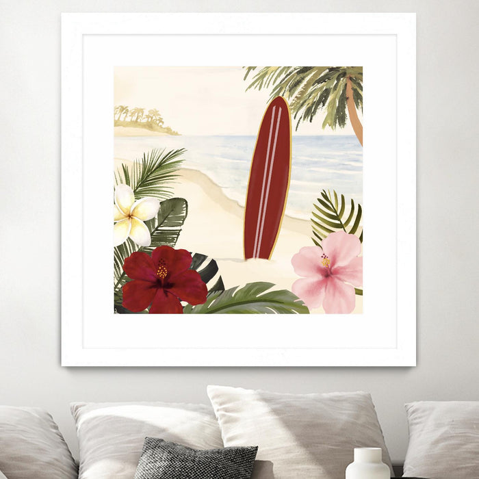 \"Aloha Ii\" Matted and Framed White 30x30 Wall Art