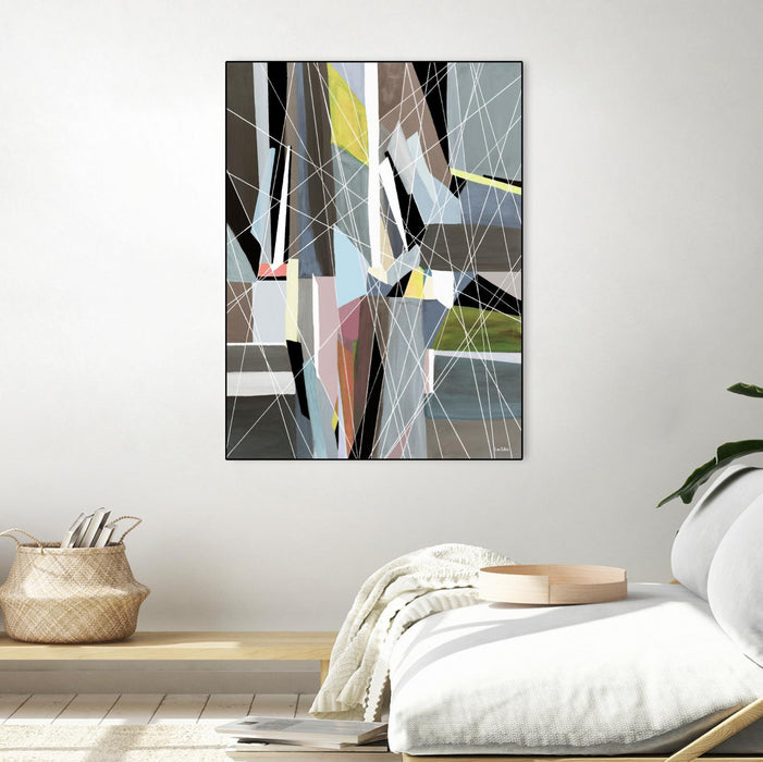 \"Oceanrain\" Canvas Framed Black 18x24 Wall Art
