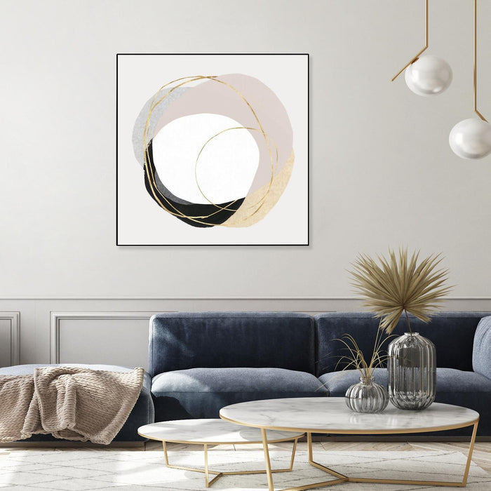\"Ring Of Gold Ii\" Canvas Framed Black 20x20 Wall Art