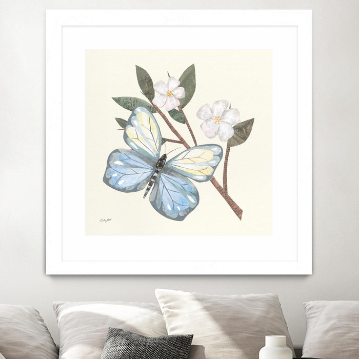 \"In The Garden Butterfly\" Matted and Framed White 36x36 Wall Art