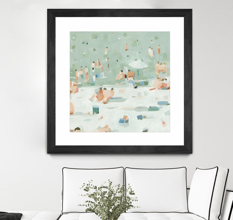 \"Summer Confetti I\" Matted and Framed Black 36x36 Wall Art