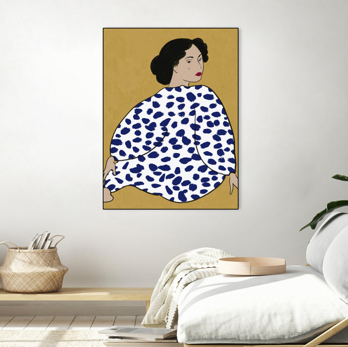 \"Happy Girl\" Canvas Framed Black 30x40 Wall Art