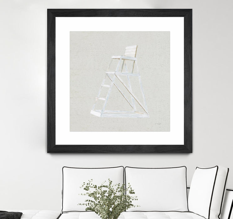 \"Serene Seaside Ii Tan\" Matted and Framed Black 36x36 Wall Art