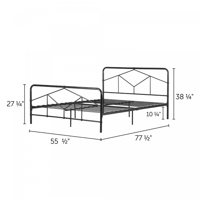 Sazena Full Geometric Metal Platform Bed - Matte Black