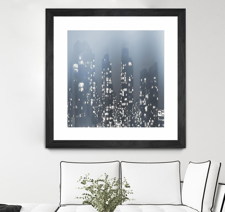 \"Dark City\" Matted and Framed Black 36x36 Wall Art