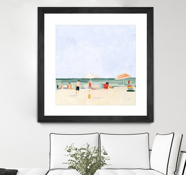 \"Family Vacation Ii\" Matted and Framed Black 36x36 Wall Art