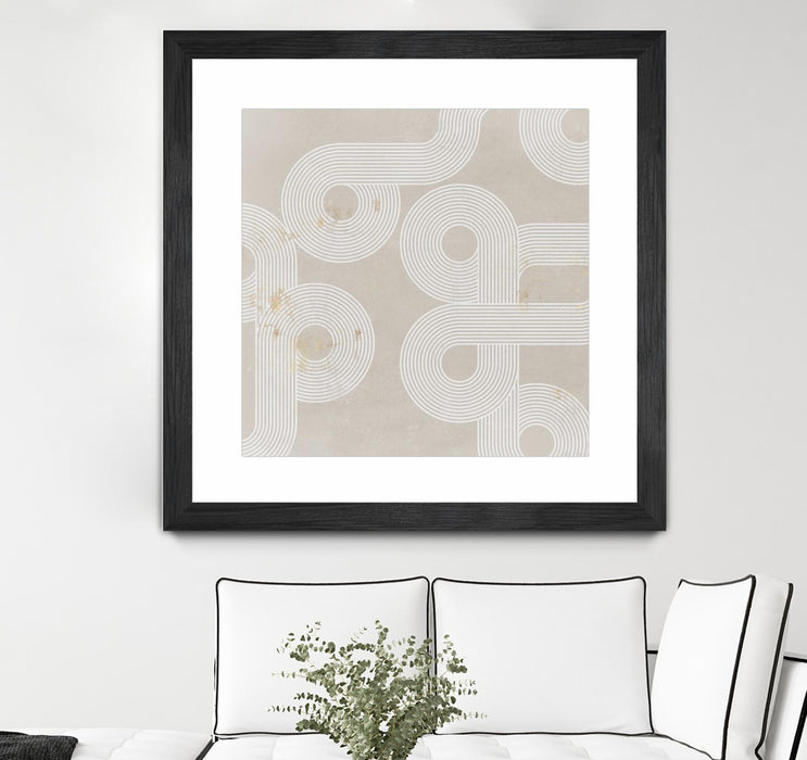 \"Fluxus I\" Matted and Framed Black 30x30 Wall Art