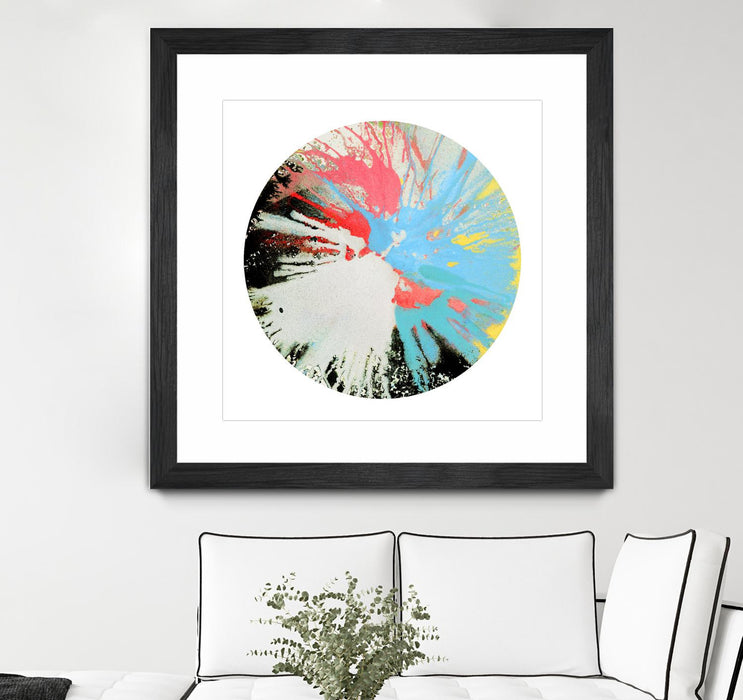 \"Spin Art 10\" Matted and Framed Black 30x30 Wall Art