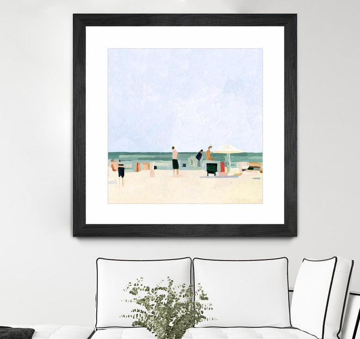 \"Family Vacation I\" Matted and Framed Black 30x30 Wall Art