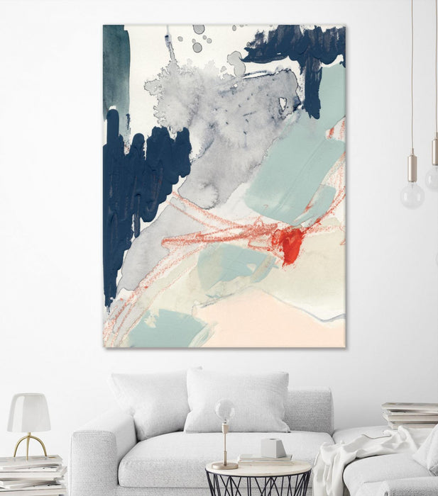 \"Ash Blue & Crimson I\" Giant Art 72x54 Wall Art