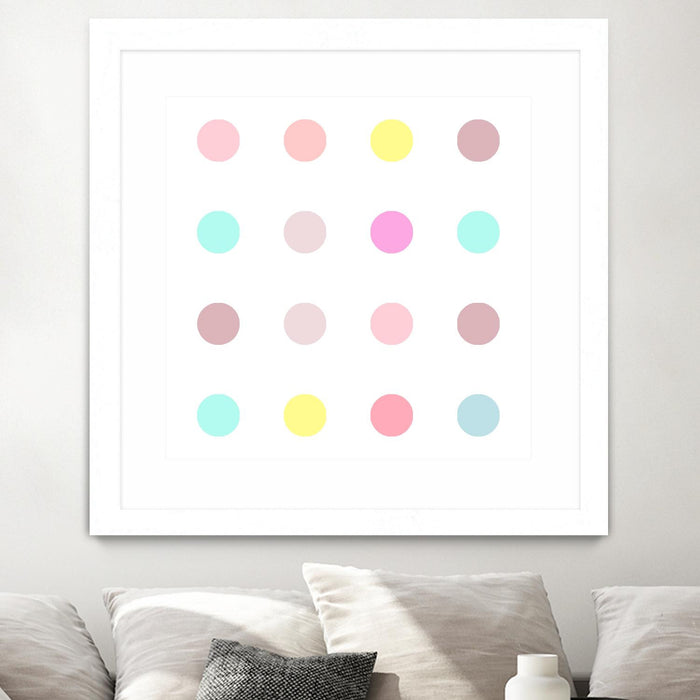 \"Pink Iv\" Matted and Framed White 36x36 Wall Art