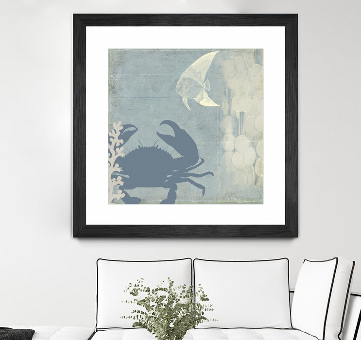 \"Ocean Life Ii\" Matted and Framed Black 30x30 Wall Art