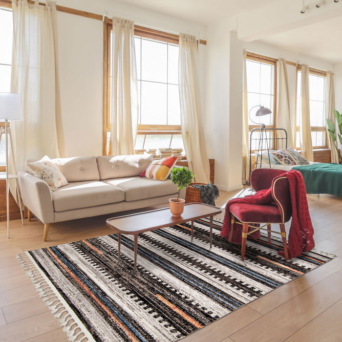 Vera Linear Multi-Colour Area Rug - 5'2\" x 7'5\"