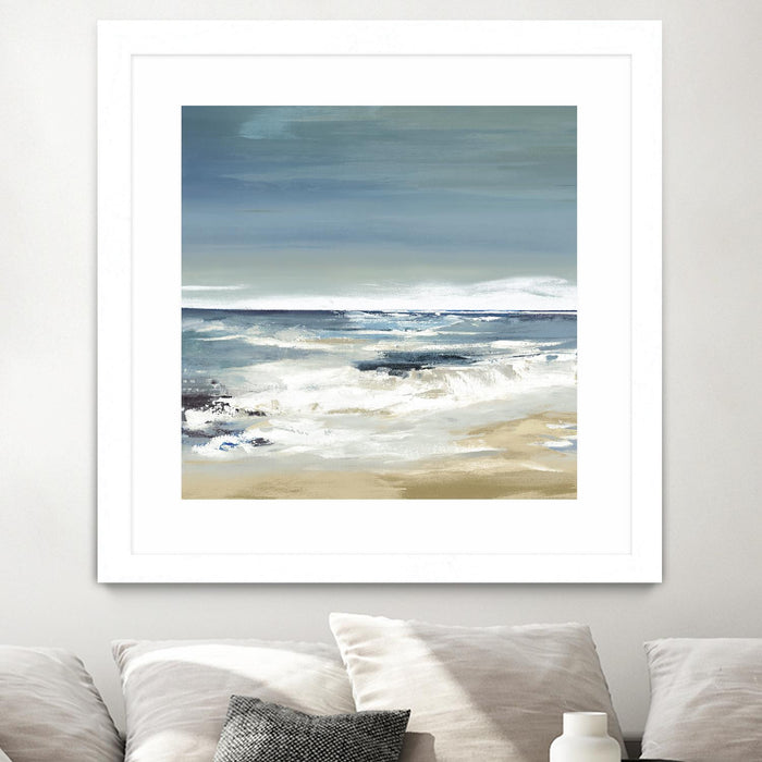 \"East Coast Ii\" Matted and Framed White 36x36 Wall Art
