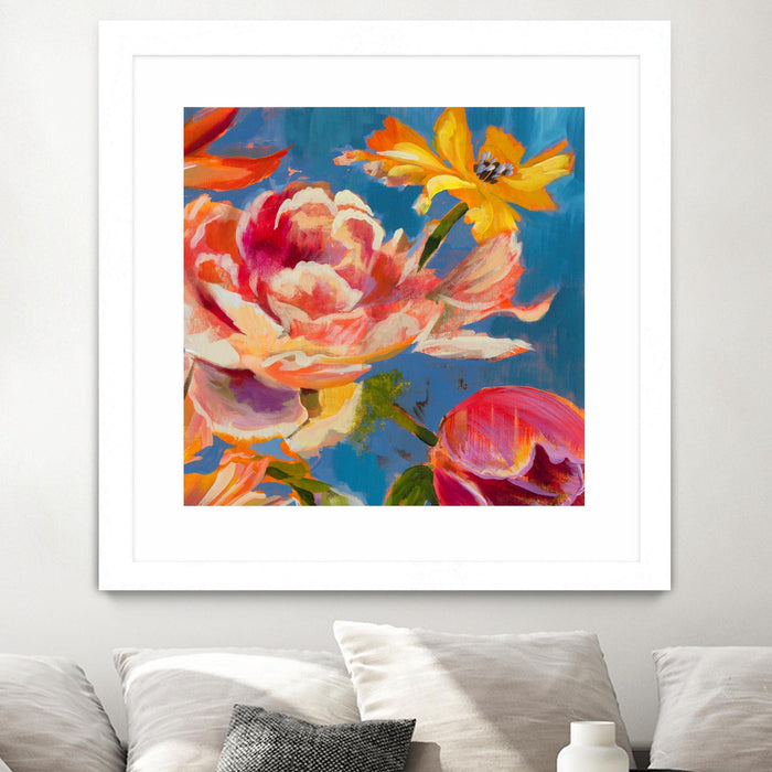 \"Spring Bouquet V31\" Matted and Framed White 36x36 Wall Art