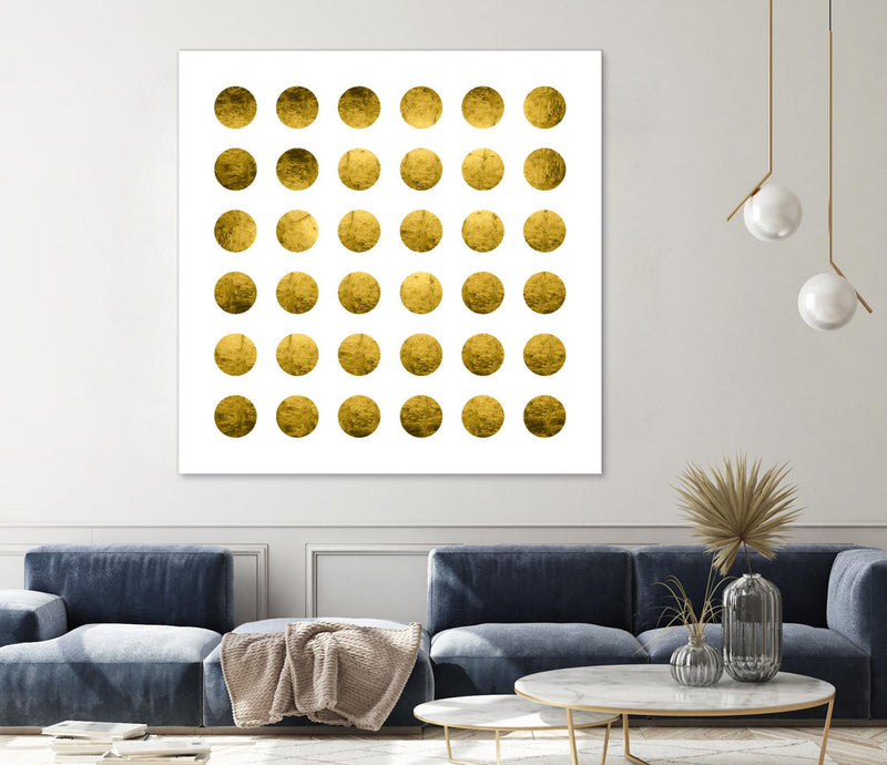 \"Golden Spots White\" Giant Art 72x72 Wall Art