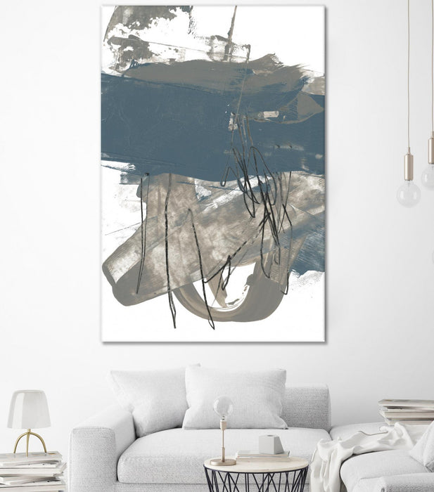 \"Blue & Grey Swipe I\" Giant Art 72x48 Wall Art
