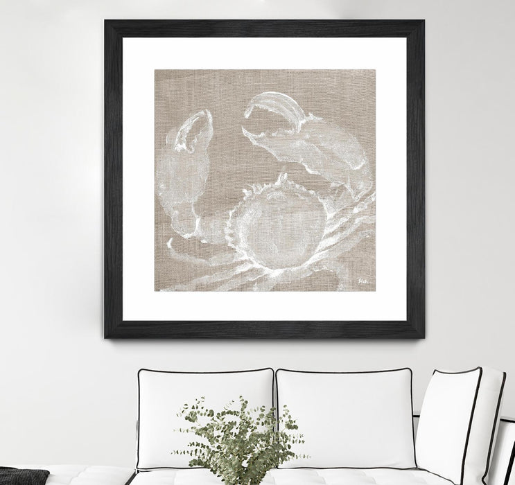 \"Neutral Surf Side I\" Matted and Framed Black 30x30 Wall Art