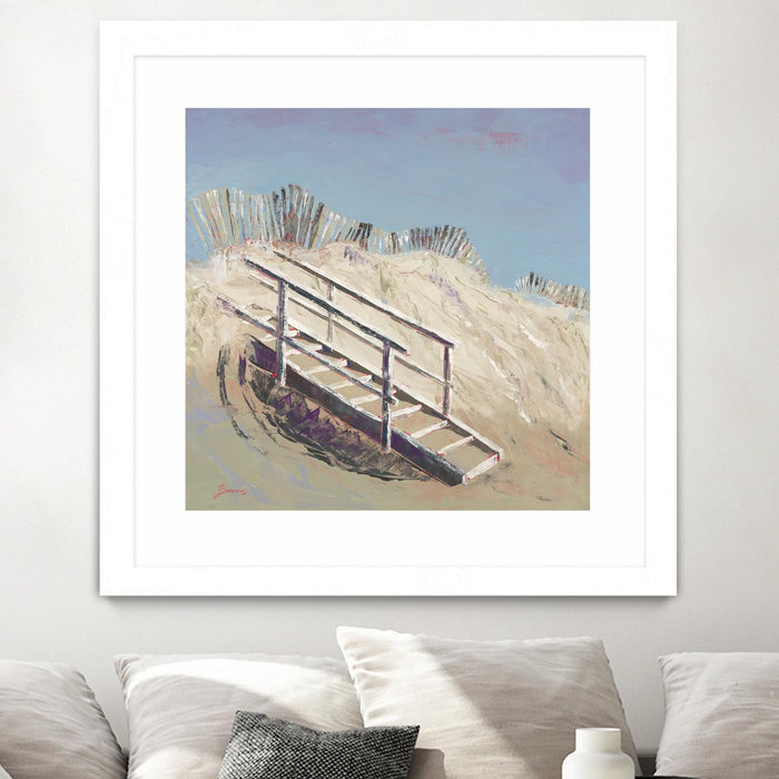 \"Beach Access\" Matted and Framed White 36x36 Wall Art