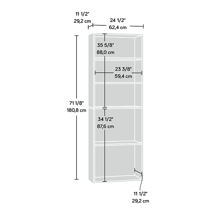 Boston 24.75\" 5-Shelf Bookcase - Cinnamon Cherry