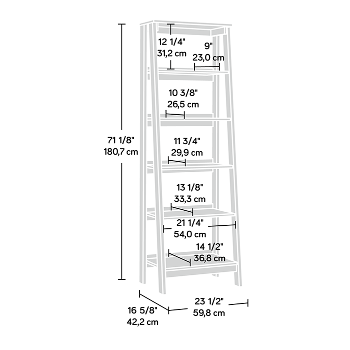 Stockbridge 23.54\" 5-Shelf Open Bookcase - Dark Brown