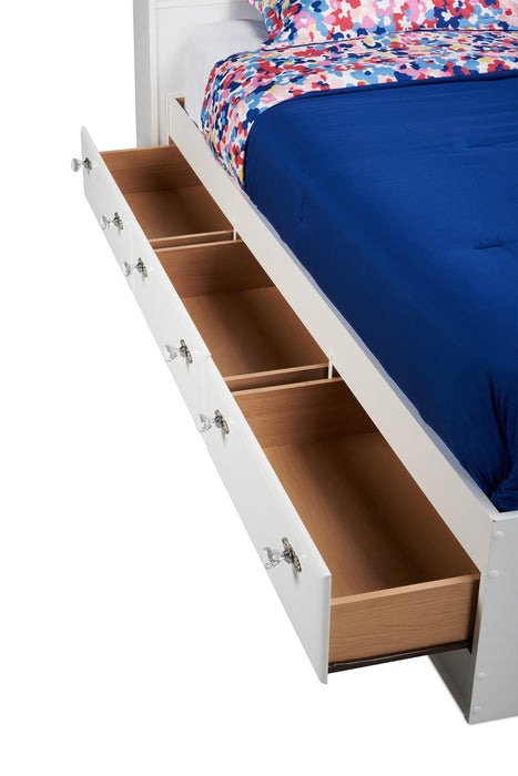 Diamond Dreams Mates Bed with 3-Drawer Storage for Kids, White - Twin Size