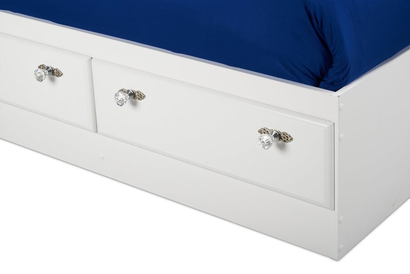 Diamond Dreams Mates Bed with 3-Drawer Storage for Kids, White - Twin Size