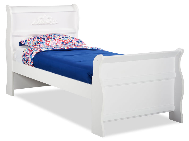 Diamond Dreams Sleigh Headboard for Kids, White - Twin Size