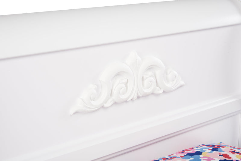 Diamond Dreams Sleigh Headboard for Kids, White - Twin Size