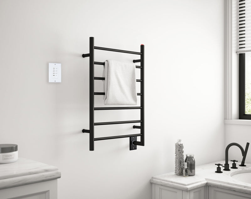 Ancona Comfort 7-Bar Hardwired Towel Warmer In Matte Black - AN-5334-TWCD01