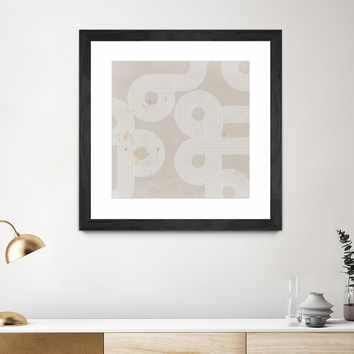 \"Fluxus I\" Matted and Framed Black 30x30 Wall Art