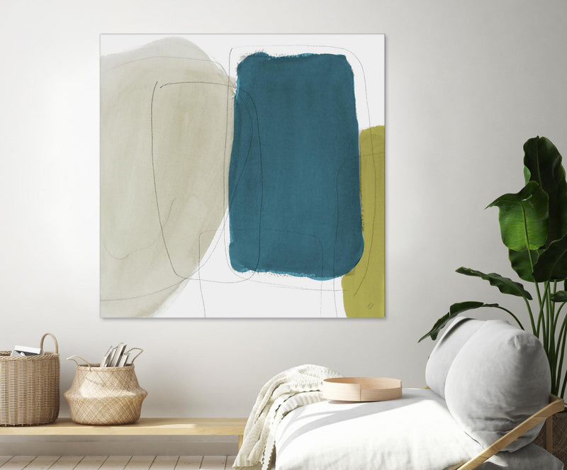 \"Beige And Navy Abstract\" Giant Art 72x72 Wall Art