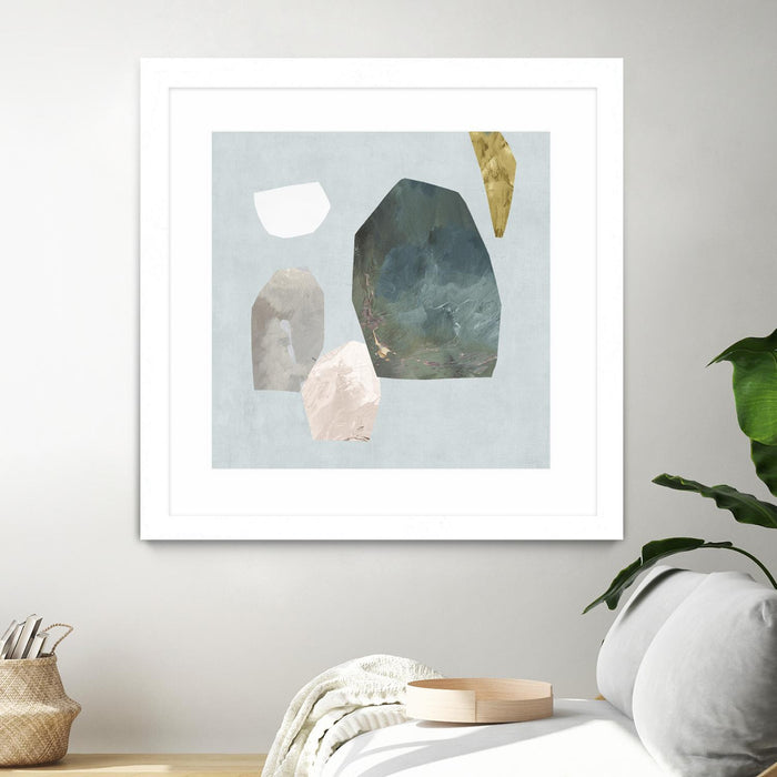\"Assembly I\" Matted and Framed White 30x30 Wall Art