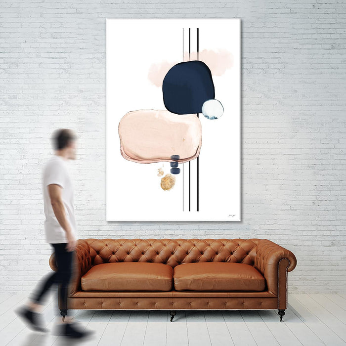 \"Abstract Study Blush And Navy Blue\" Giant Art 84x54 Wall Art