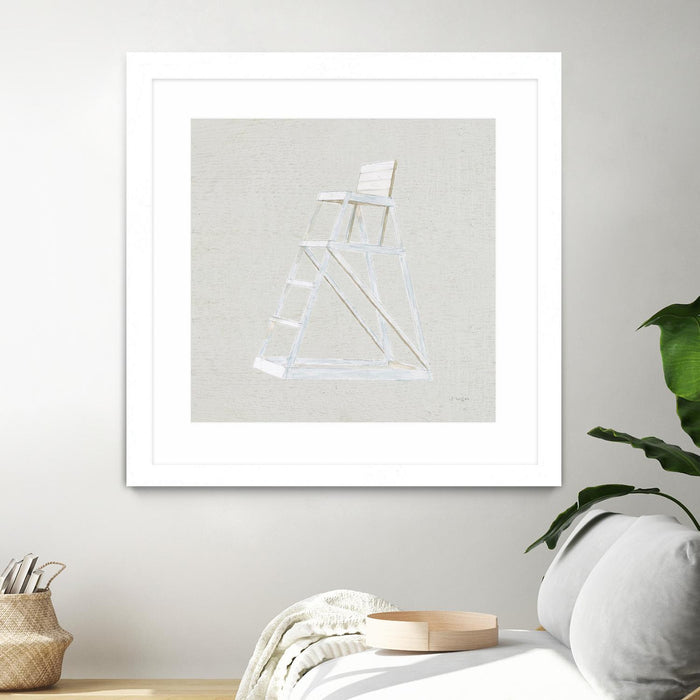 \"Serene Seaside Ii Tan\" Matted and Framed White 30x30 Wall Art