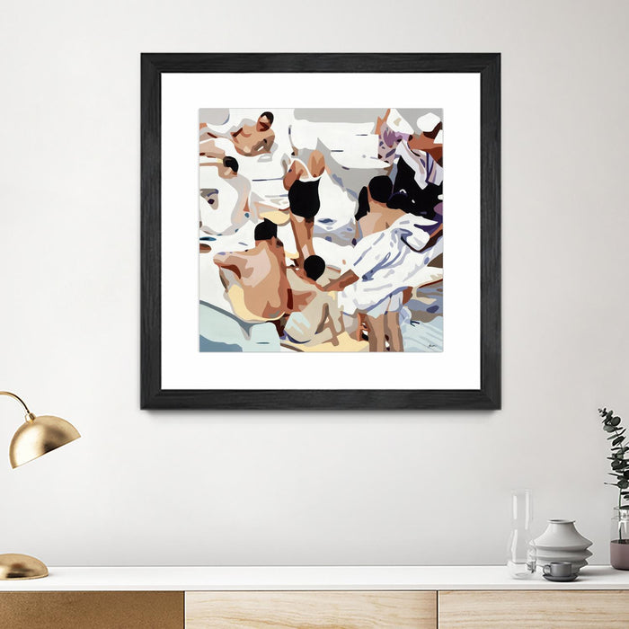\"Tammy & Greg's Pool Party\" Matted and Framed Black 30x30 Wall Art