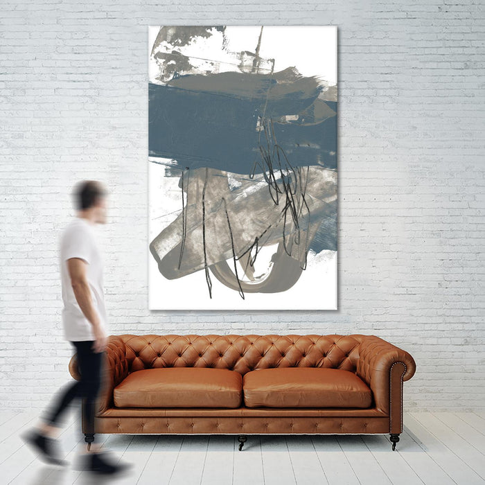 \"Blue & Grey Swipe I\" Giant Art 72x48 Wall Art