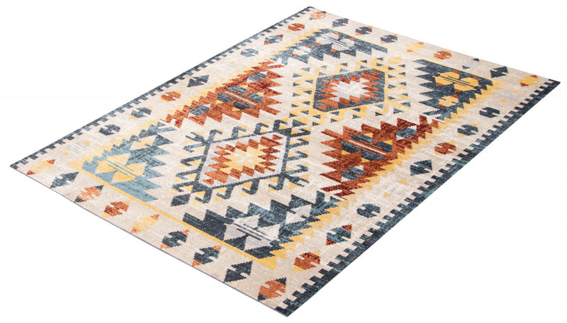 Mosaic Taupe/Copper Machine Washable Area Rug - 6'0\" x 9'0\"