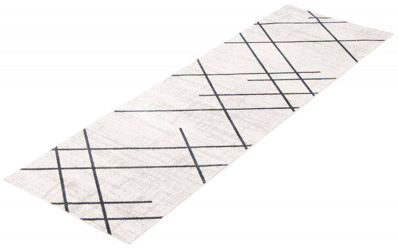 Damali Ivory/Blue Machine Washable Area Rug - 2'6\" x 8'0\"