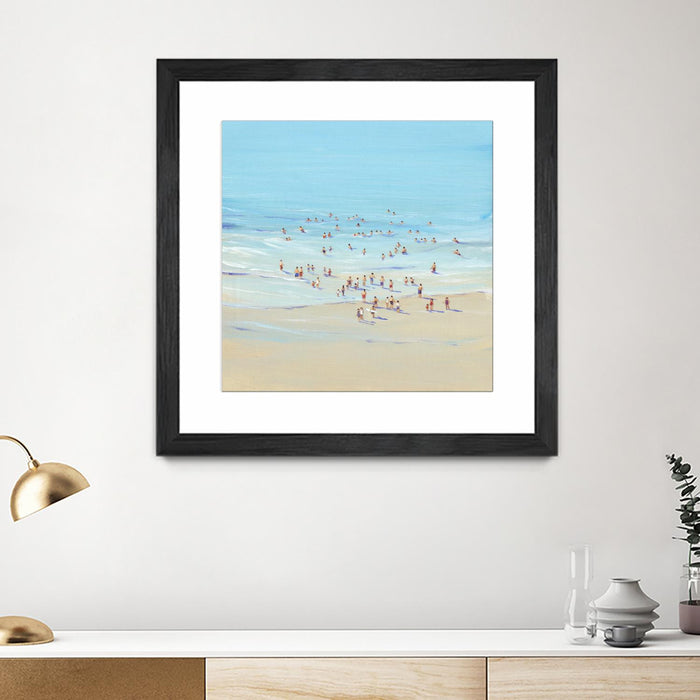 \"Beach Day I\" Matted and Framed Black 36x36 Wall Art