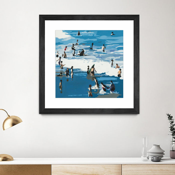 \"Surf's Up\" Matted and Framed Black 30x30 Wall Art