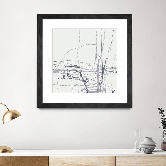 \"Chalk Doodles H\" Matted and Framed Black 36x36 Wall Art